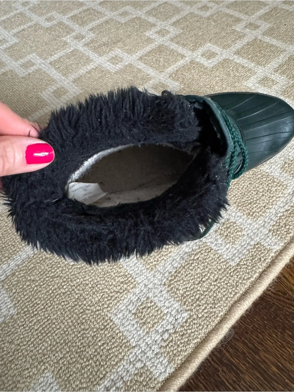 Sorel Vintage Waterproof Duck Snow Boots Green Faux Fur Lined Size 7